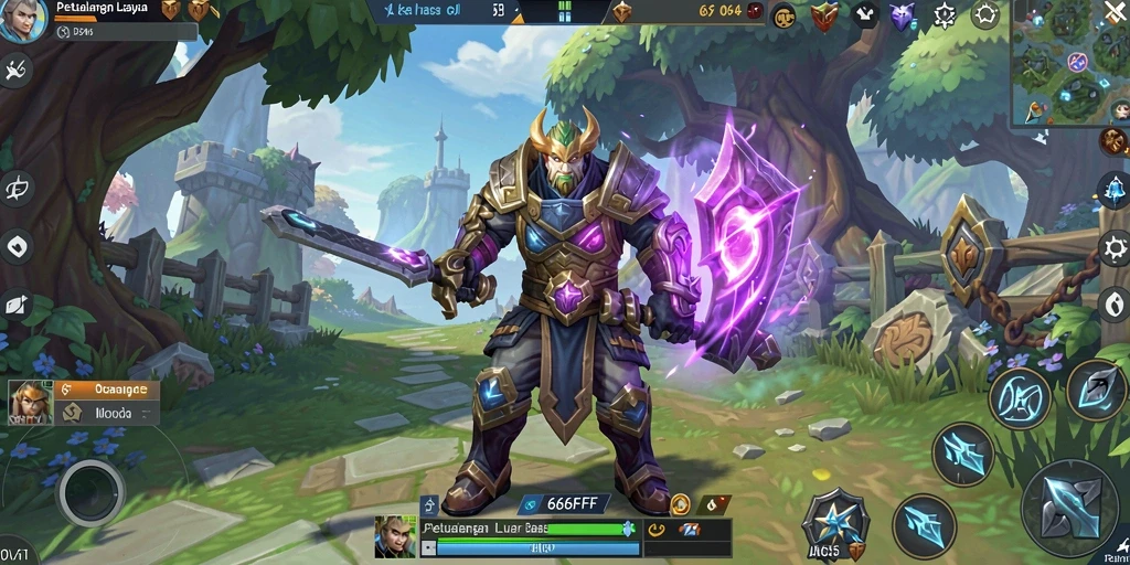 Tampilan dalam game 666FF dengan aksi seru di arena MOBA.