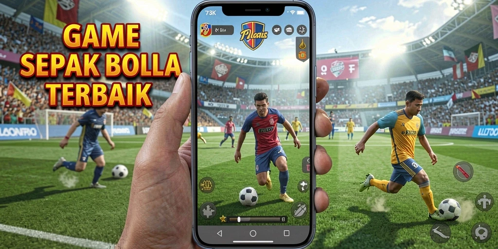 Screenshot gameplay <strong>73K</strong> saat momen seru pertandingan sepak bola.
