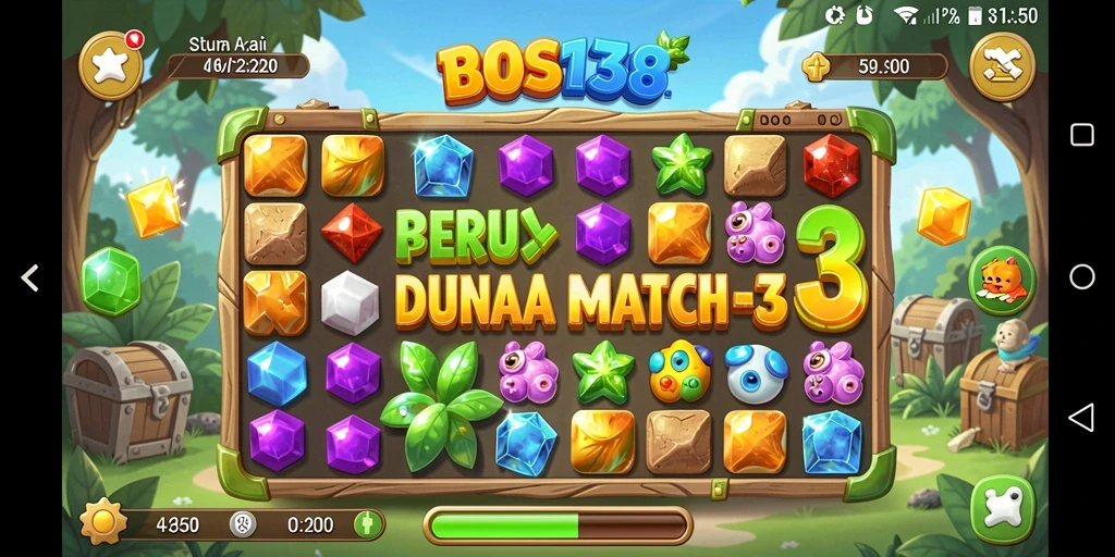 Screenshot gameplay BOS138 menampilkan kombinasi permata yang seru.