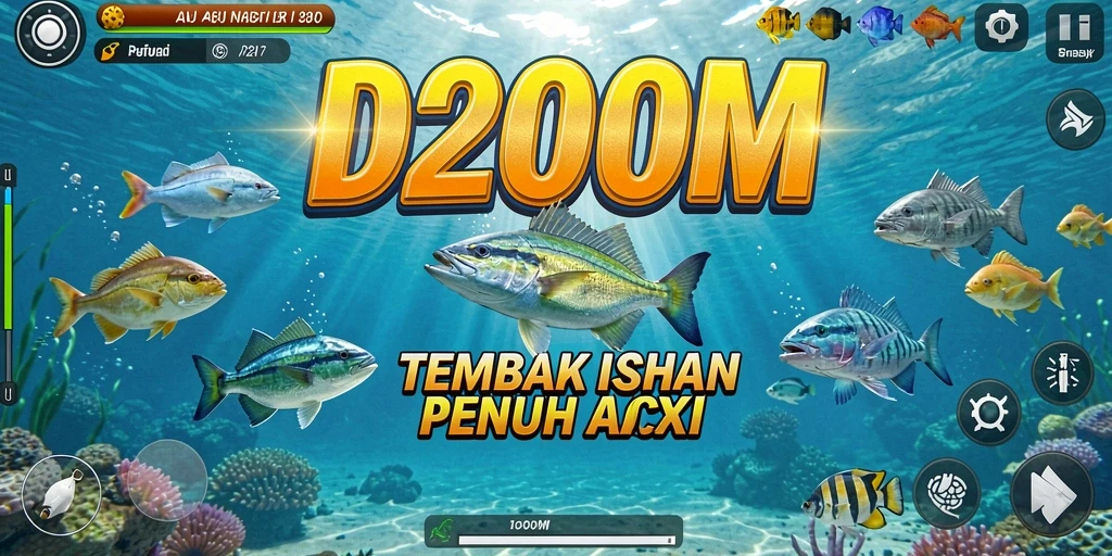 Tangkapan layar D200M menunjukkan aksi seru dalam menembak ikan.