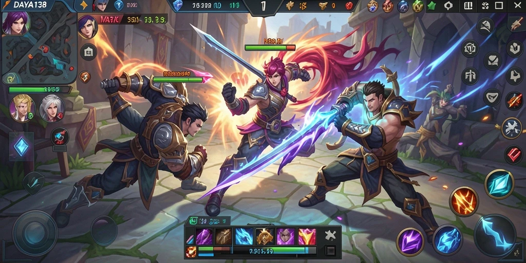 Tampilan aksi menegangkan dalam game MOBA DAYA138.