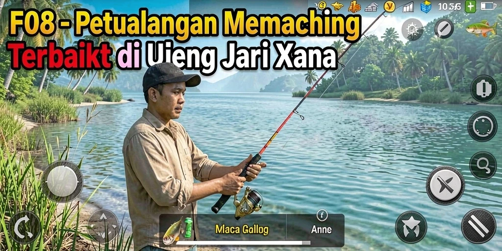 Tampilan gameplay F08 yang mendebarkan dan penuh aksi memancing.
