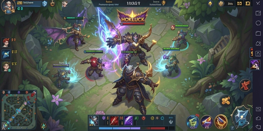 Screenshot gameplay HOKILUCK menampilkan pertarungan epik antara pemain dan monster.