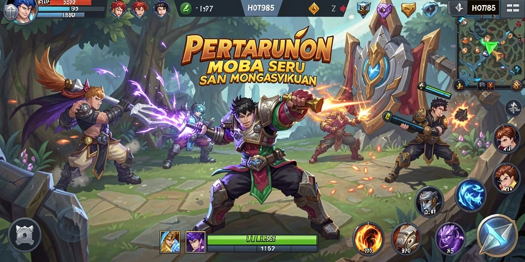 Tampilan gameplay seru dan penuh aksi di HOT985.