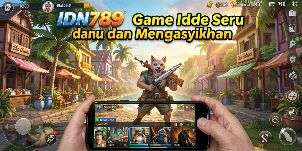 Screenshot utama menunjukkan gameplay santai IDN789 dengan karakter yang aktif.