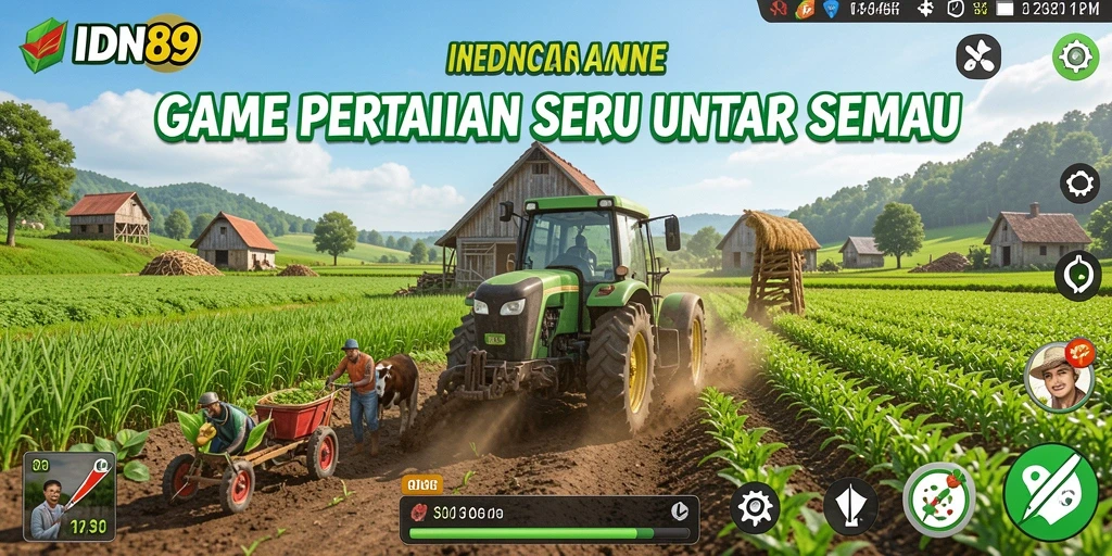 Tampilan gameplay IDN89 yang menarik dengan berbagai aktivitas pertanian.