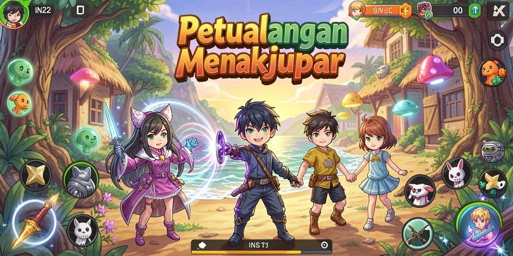 Tampilan gameplay menyenangkan dari karakter anime yang menantang.