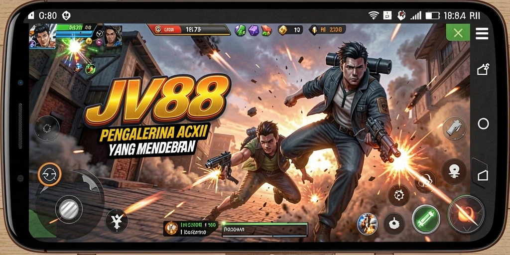 Screenshot JV88 menampilkan aksi seru dan intens di tengah pertempuran.