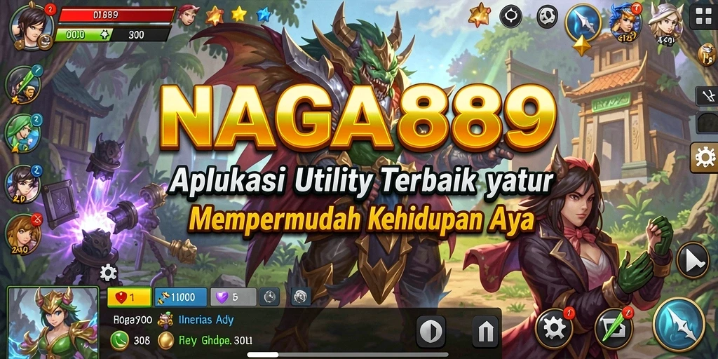 Tampilan antarmuka utama aplikasi NAGA889 dengan berbagai fitur Utility.