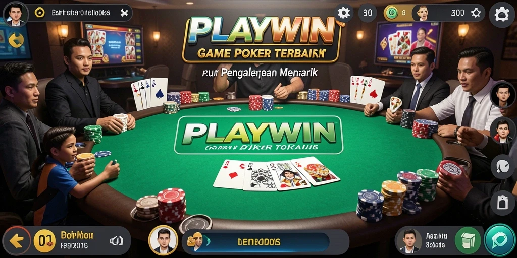 Screenshot utama PLAYWIN menampilkan aksi seru permainan Poker.