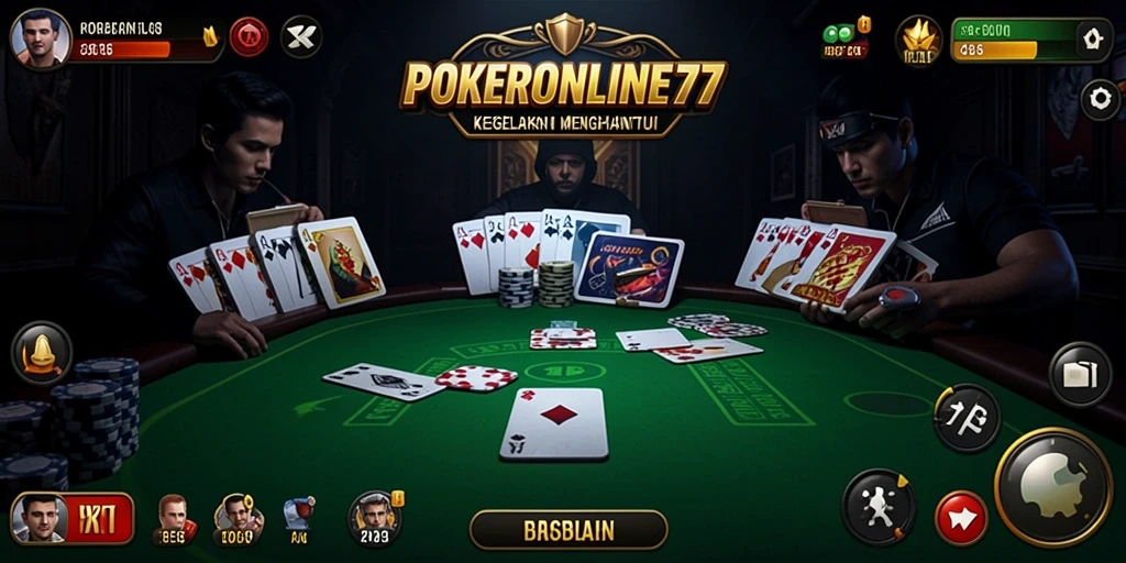 Screenshot gameplay POKERONLINE77 menampilkan suasana menyeramkan dan mencekam.