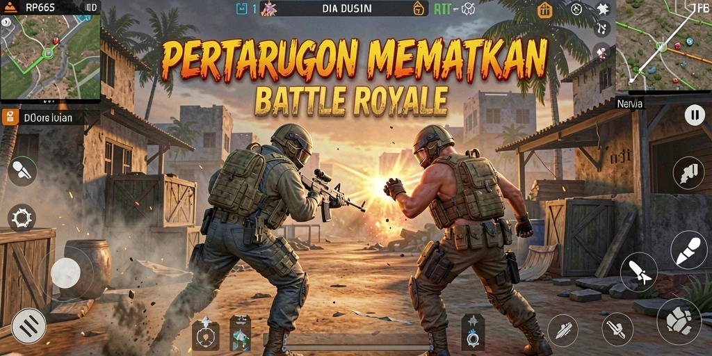 Gameplay seru RP66 dengan aksi Battle Royale yang mendebarkan.