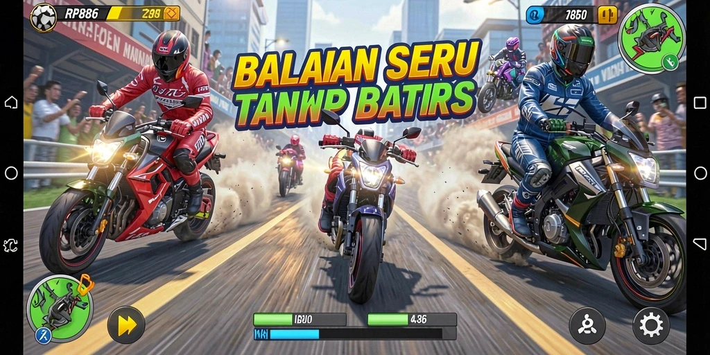 Gameplay seru RP886 dengan mobil balap yang menakjubkan.