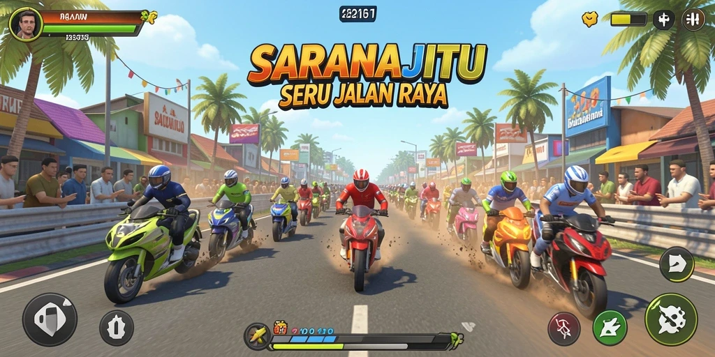 Tangkapan layar menunjukkan balapan mendebarkan di SARANAJITU.