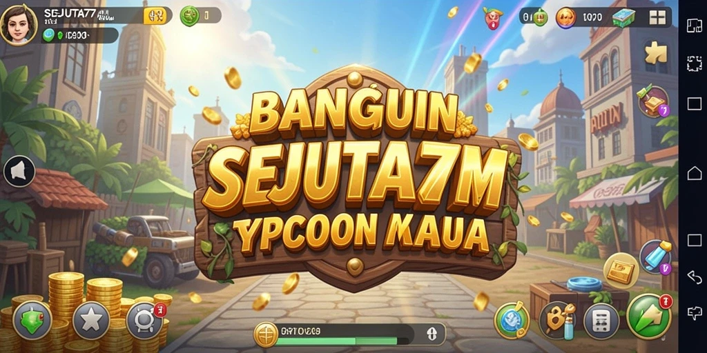 Screenshot gameplay SEJUTA77 menampilkan suasana bisnis yang dinamis.