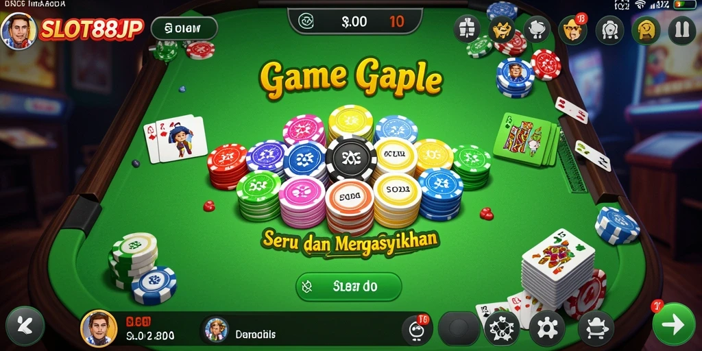 Screenshot SLOT88JP menampilkan serunya gameplay Gaple.