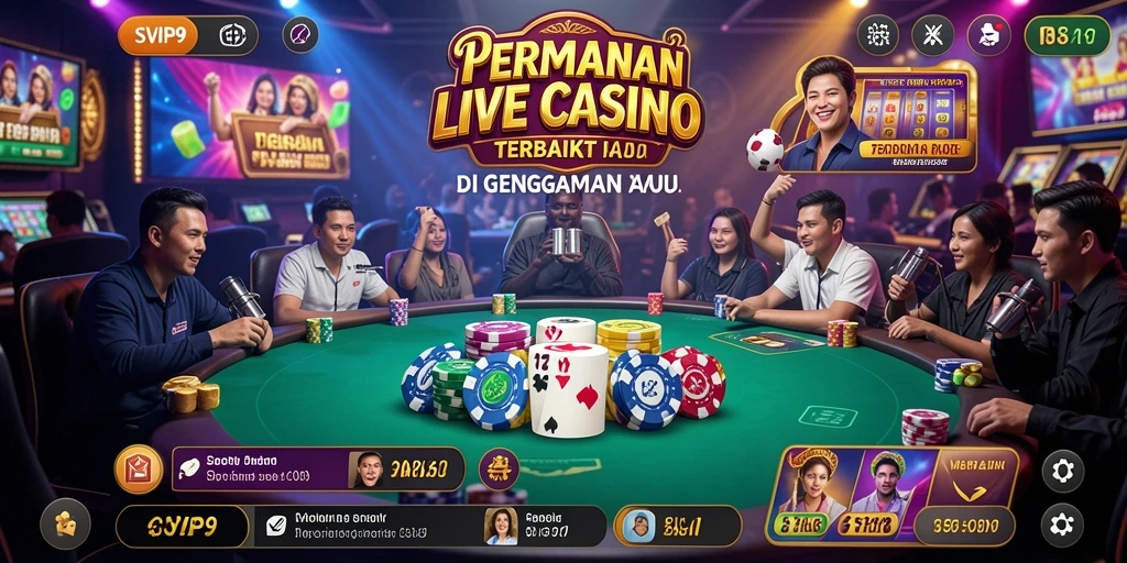 Screenshot gameplay Live Casino SVIP9 menampilkan dealer langsung dan permainan seru.