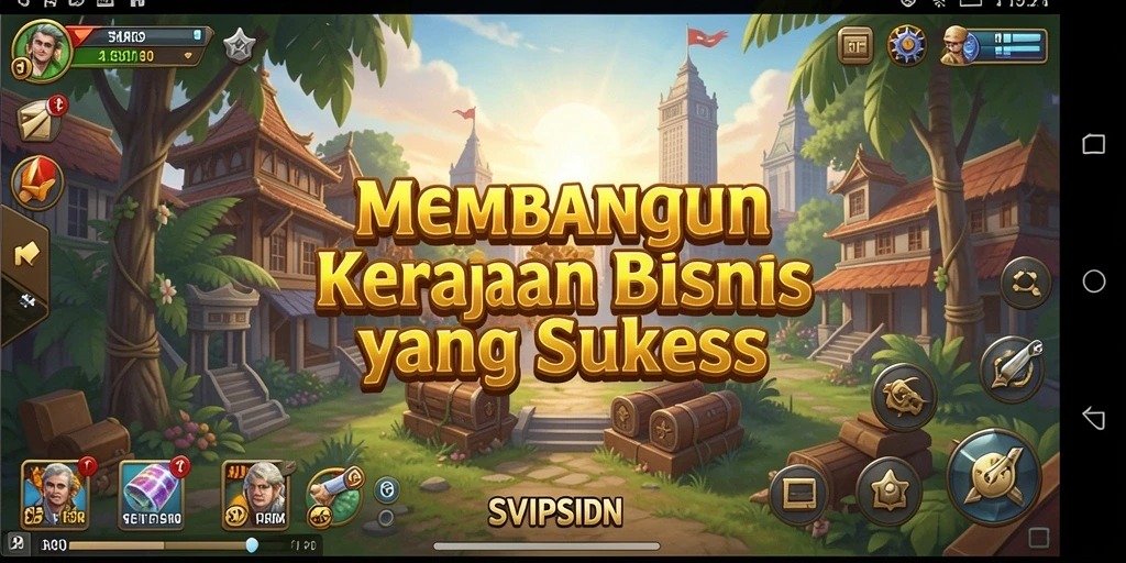 Tampilan gameplay SVIPSIDN menonjolkan manajemen bisnis yang dinamis.