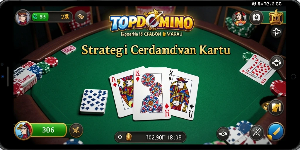 Tampilan utama gameplay TOPDOMINO yang seru dan mendebarkan.