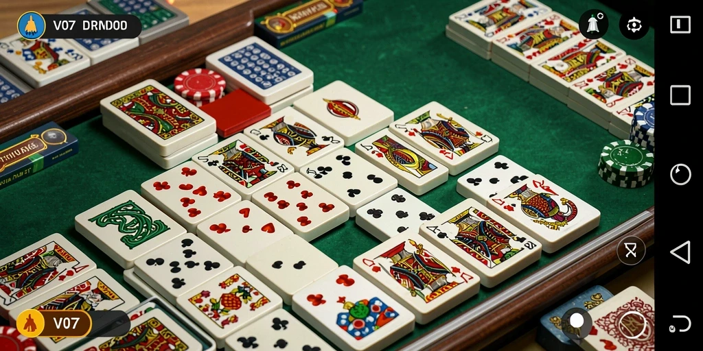 Tampilan gameplay seru dalam permainan Domino V07.