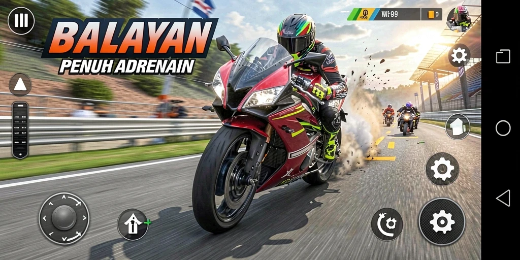 Tangkapan layar gameplay <strong>WIN199</strong> yang menampilkan aksi balapan motor yang mendebarkan.