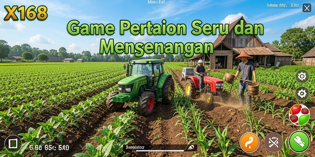 Tangkapan layar X168 menampilkan petualangan pertanian yang seru dan penuh warna.