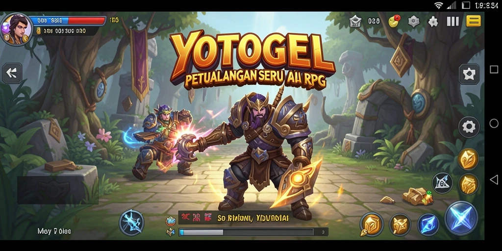 Tampilan gameplay RPG YOTOGEL yang menampilkan pertarungan epik.